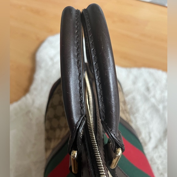 GUCCI Monogram Vintage Web Medium Boston Bag with Brown Leather - Picture 6 of 16